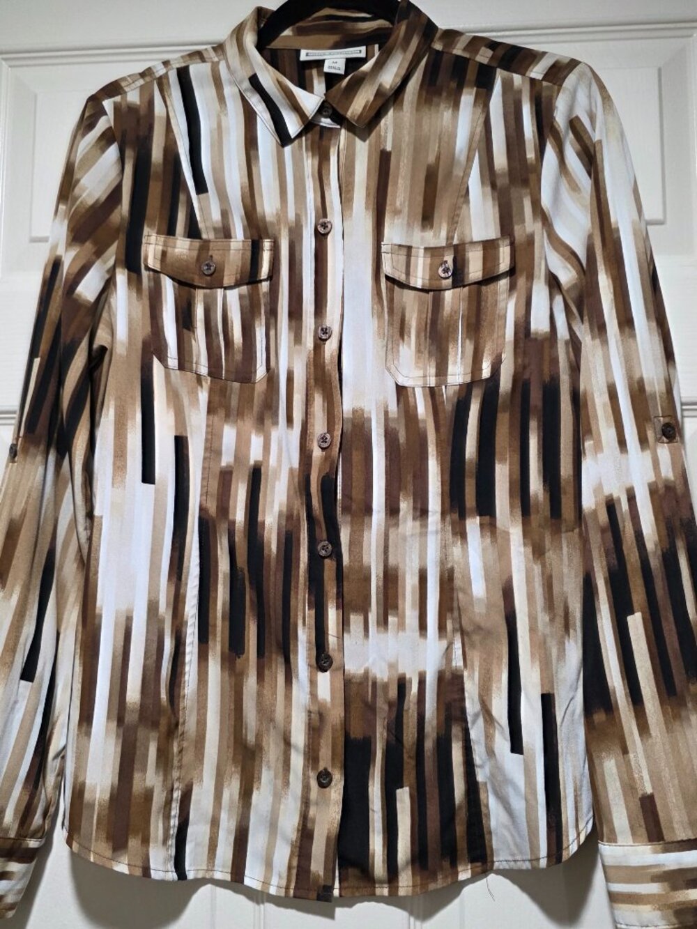Dana Buchman Striped Button-Down Blouse with Pockets